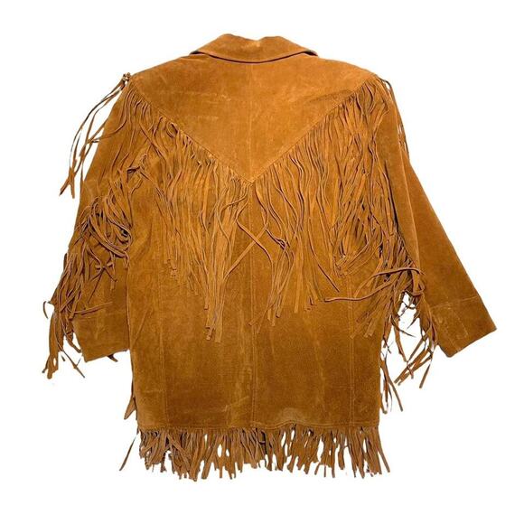 Cedars Leather Vintage Western Brown Suede Fringe Tassel Womens Jacket Womens M - Picture 3 of 4